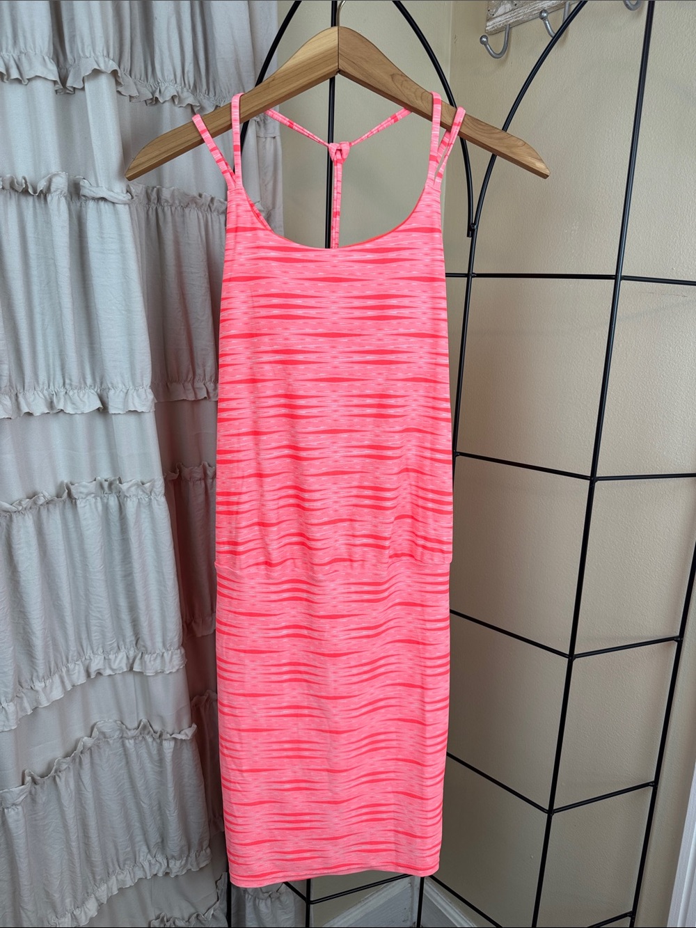 Athleta Womens Ariel Venice Racerback Mini Dress Cinch Waist Padded Bra Size XXS